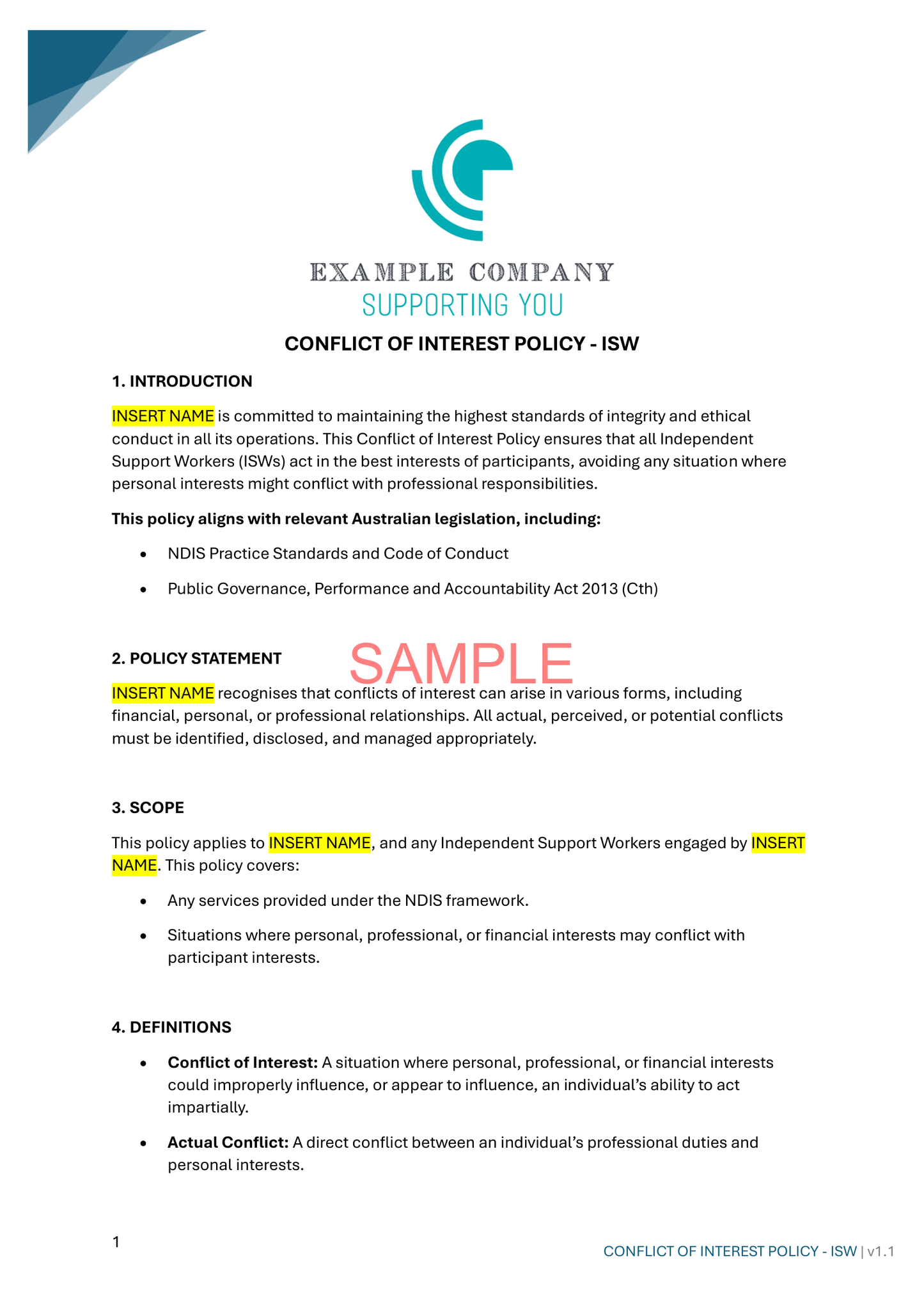 Conflict of Interest Policy - ISW