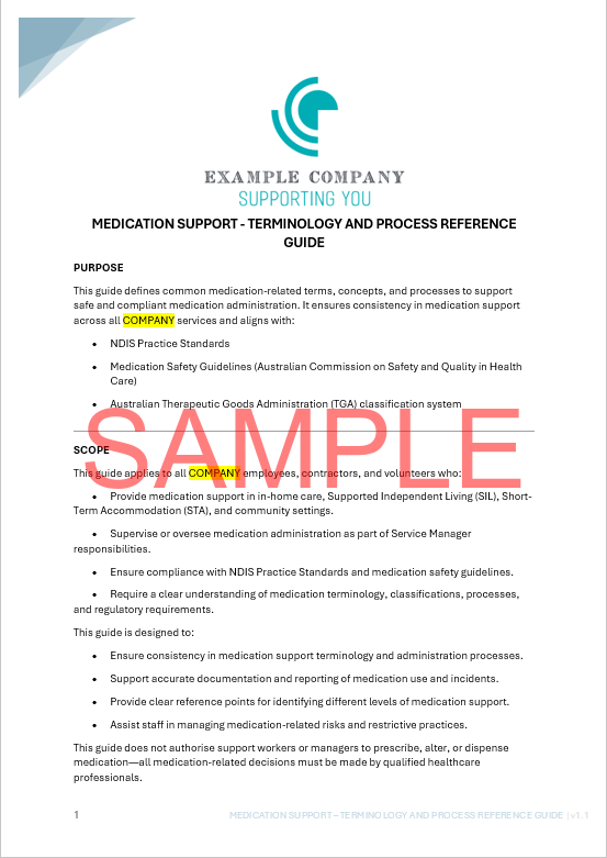 Medication Support - Terminology and Process Reference Guide