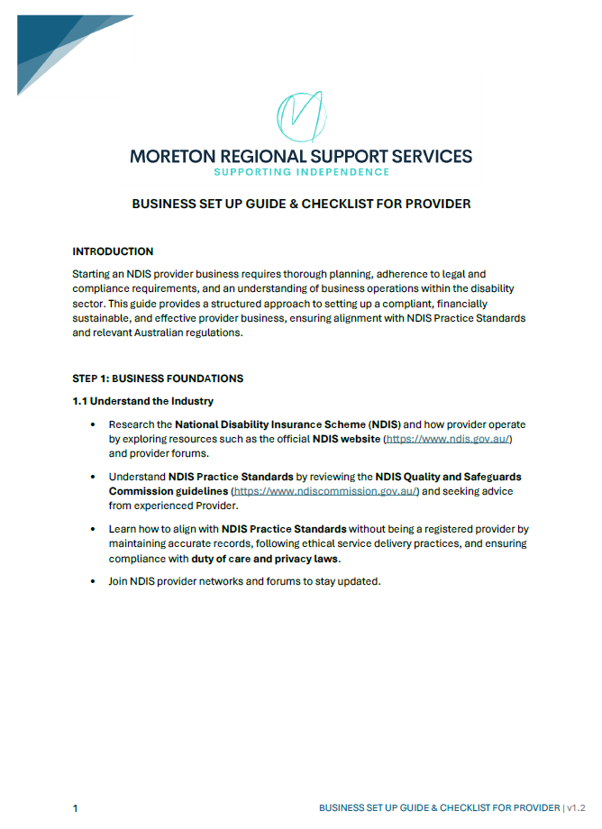 Business Set-up Guide & Checklist For Providers