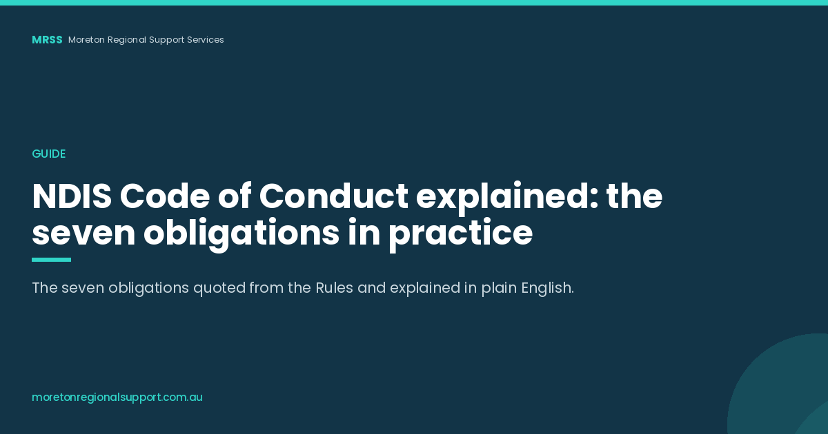 NDIS Code of Conduct explained: the seven obligations in practice