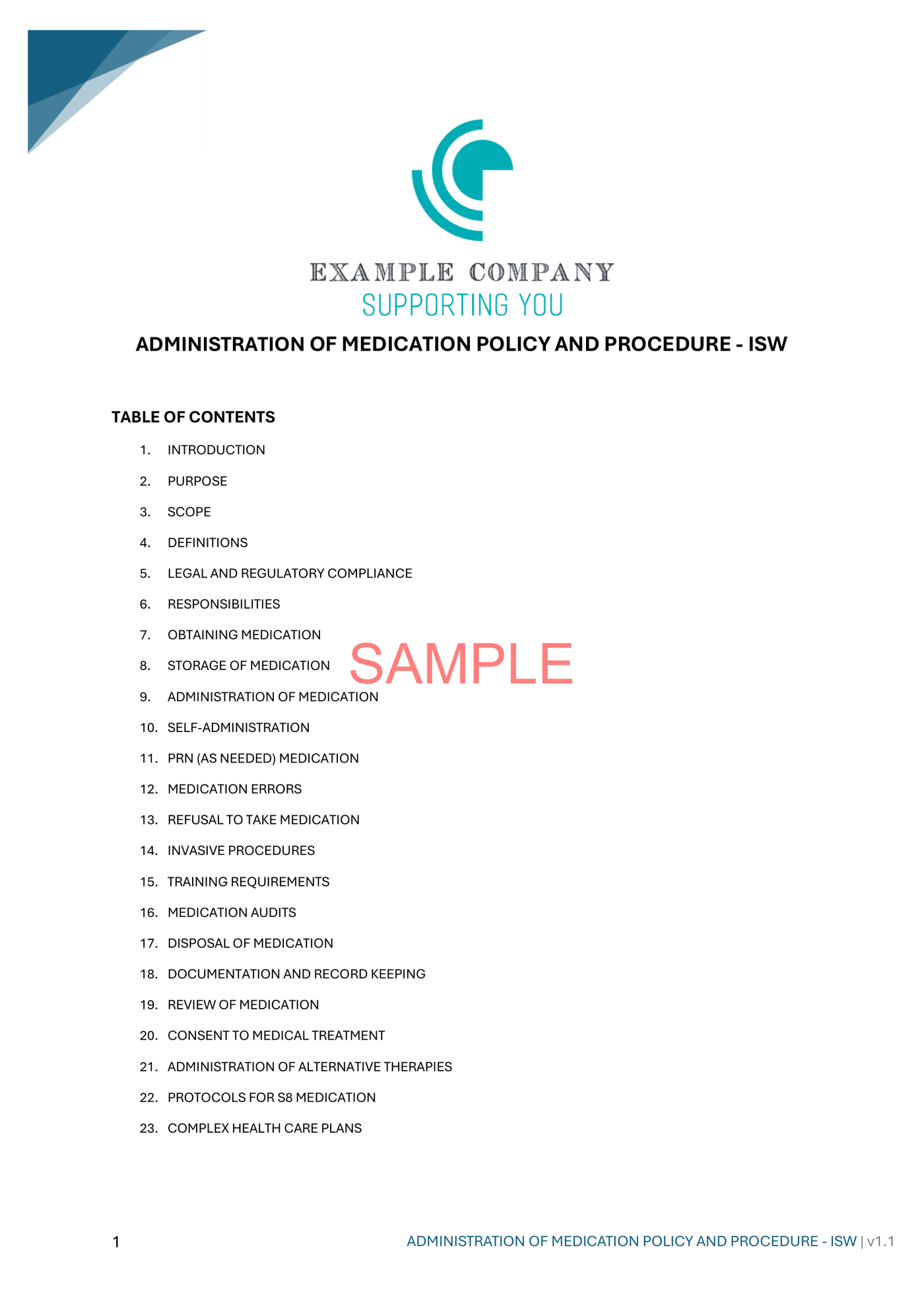 Administration of Medication Policy and Procedure - ISW