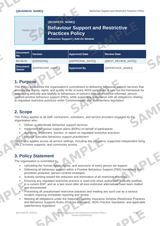 Sample NDIS Behaviour Support and Restrictive Practices Policy template