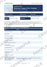 Sample NDIS Behaviour Support Plan template
