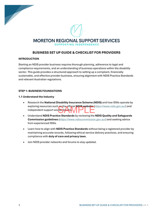 Business Set-up Guide & Checklist For Providers