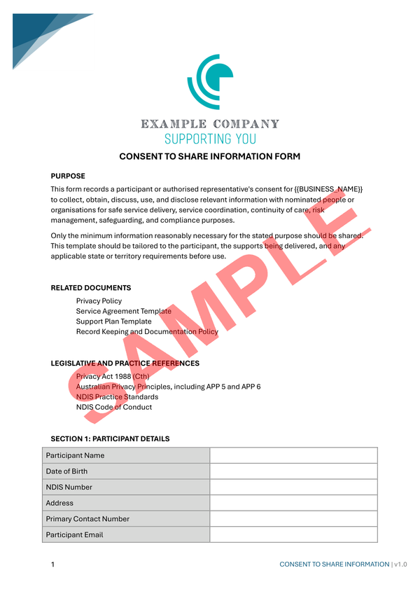 Consent To Share Information Form