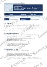 Sample NDIS Continuous Improvement Register template