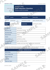 Sample NDIS Staff Induction Checklist template