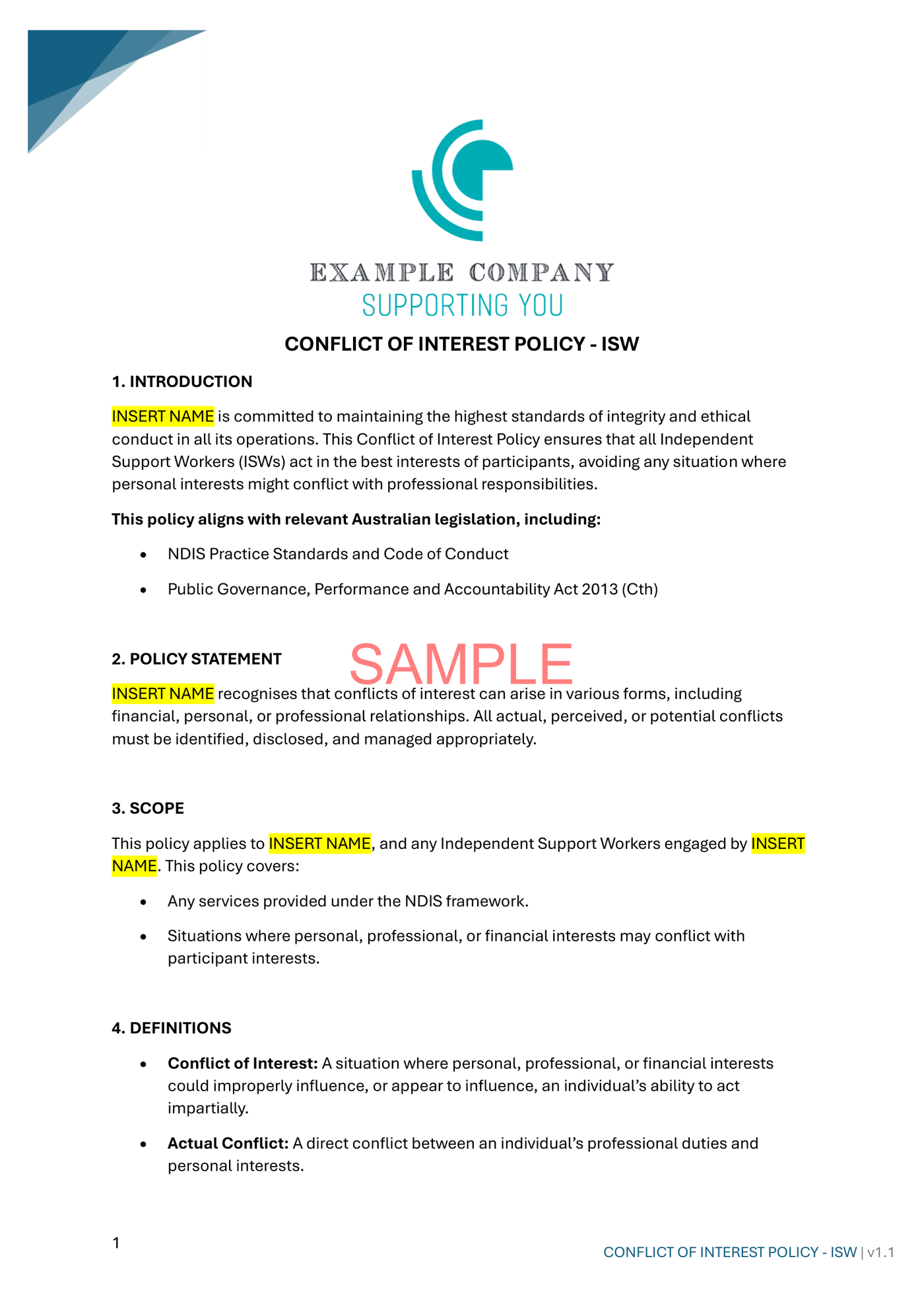 Conflict of Interest Policy - ISW