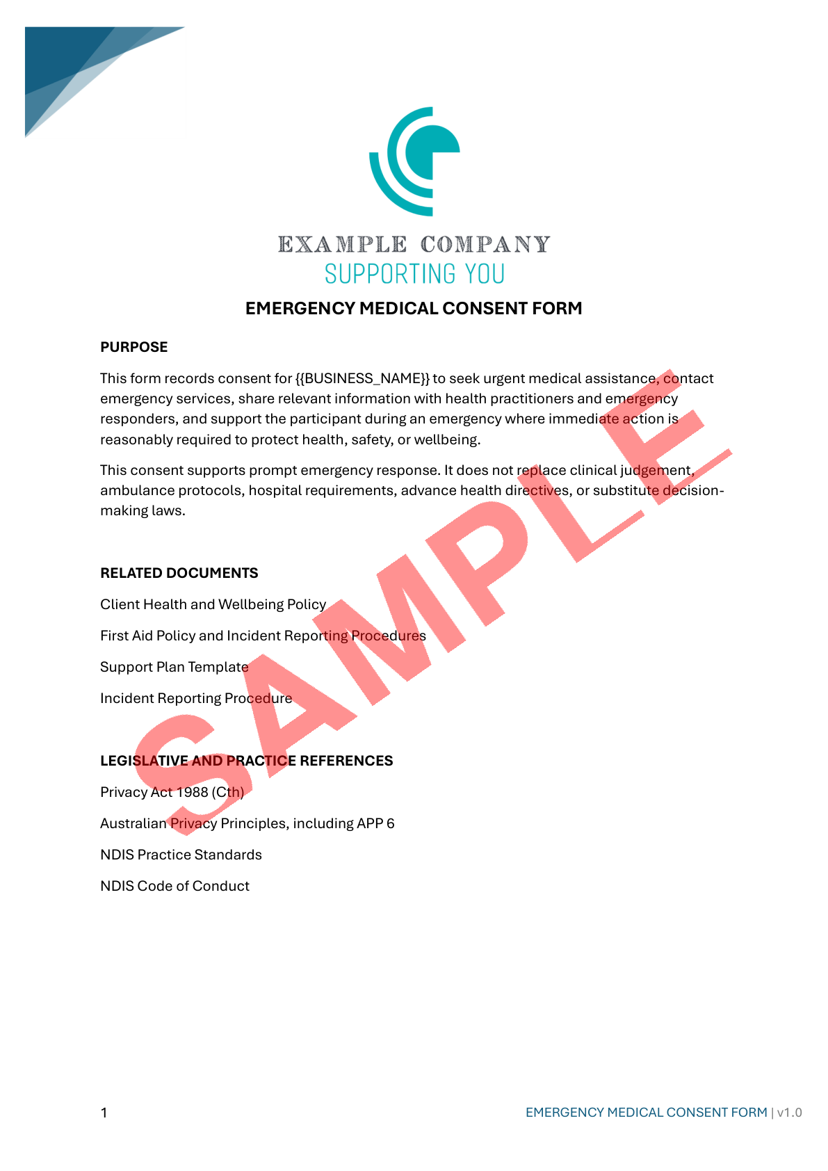 Emergency Medical Consent Form