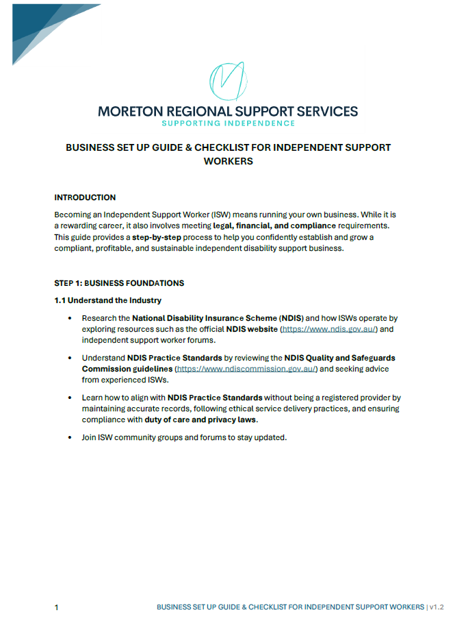 Business Set Up Guide & Checklist For Independent Support Workers