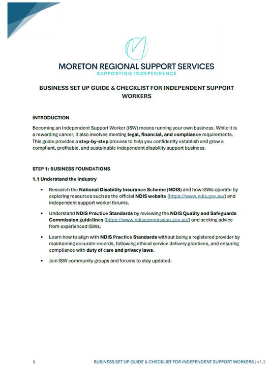Business Set Up Guide & Checklist For Independent Support Workers