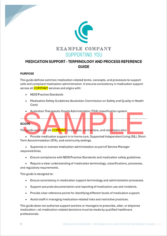 Medication Support - Terminology and Process Reference Guide