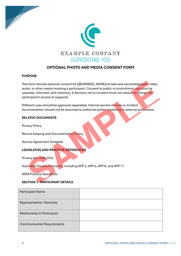 Optional Photo and Media Consent Form