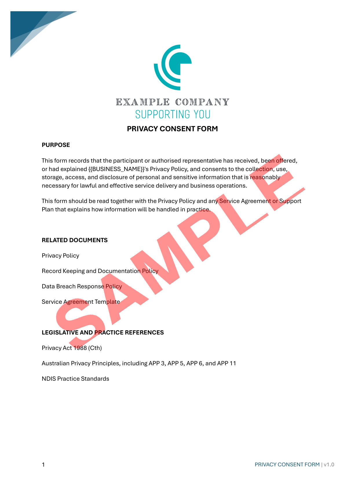 Privacy Consent Form