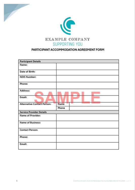 Participant Accommodation Agreement Form
