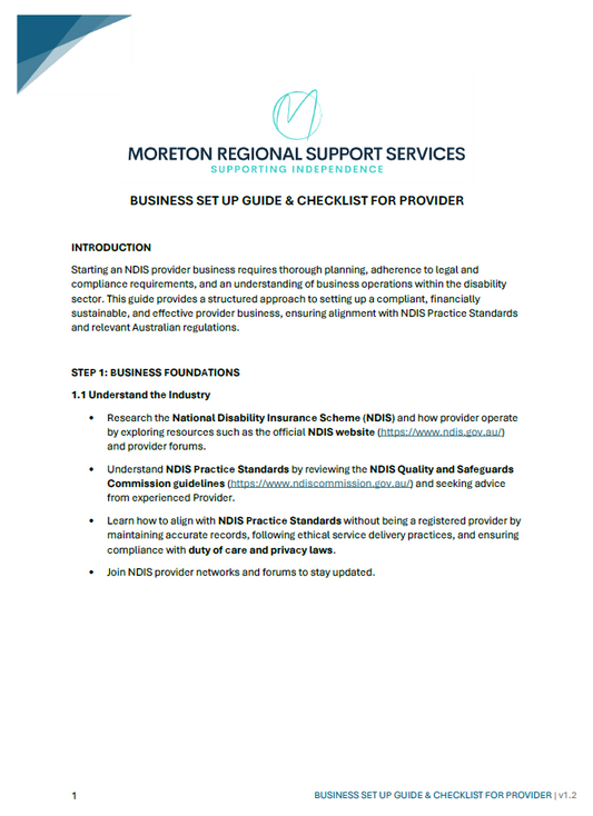 Business Set-up Guide & Checklist For Providers