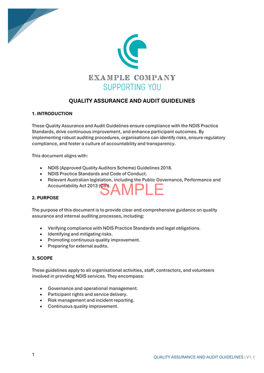Quality Assurance and Audit Guidelines - NDIS compliance document for Independent Support Workers and Providers.