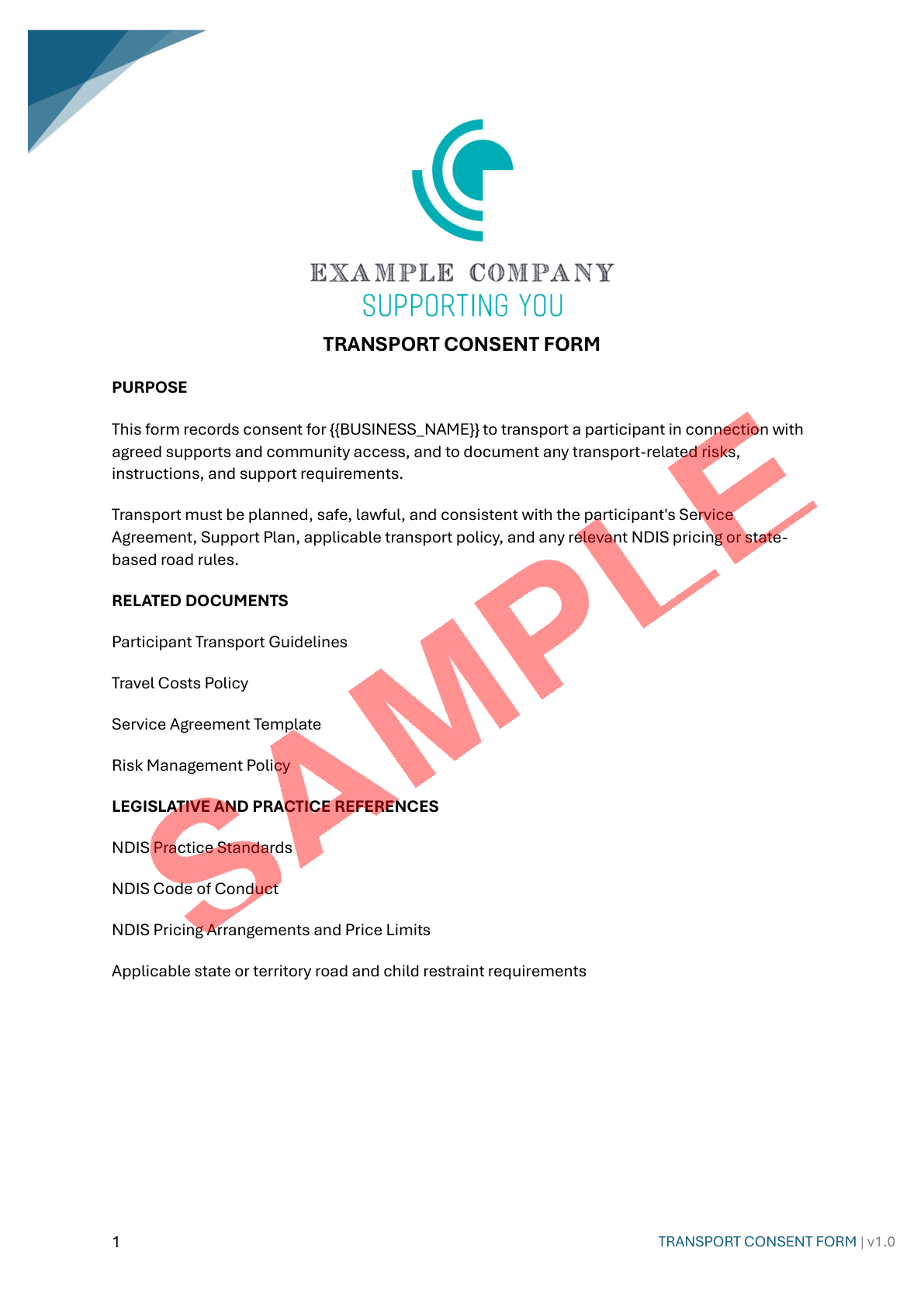 Transport Consent Form