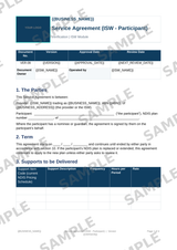 Sample NDIS Service Agreement template for independent support workers