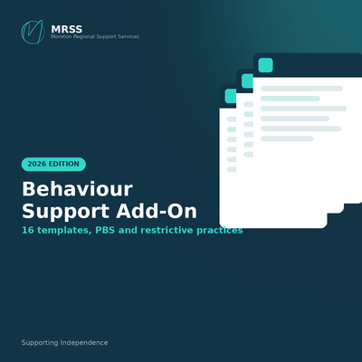NDIS Behaviour Support add-on module cover, PBS and restrictive practices templates