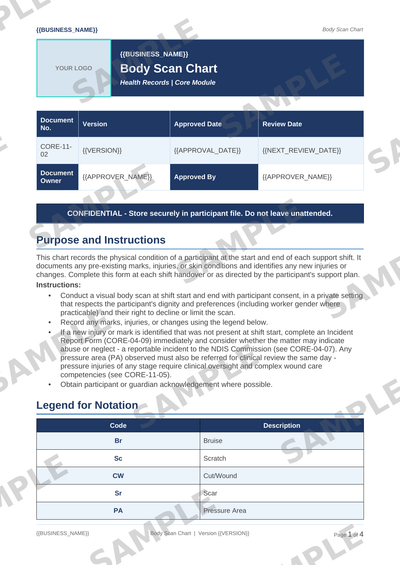 Body Scan Chart sample page preview