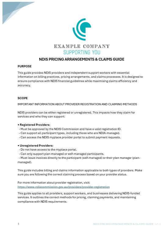 NDIS Pricing Arrangements & Claims Guide
