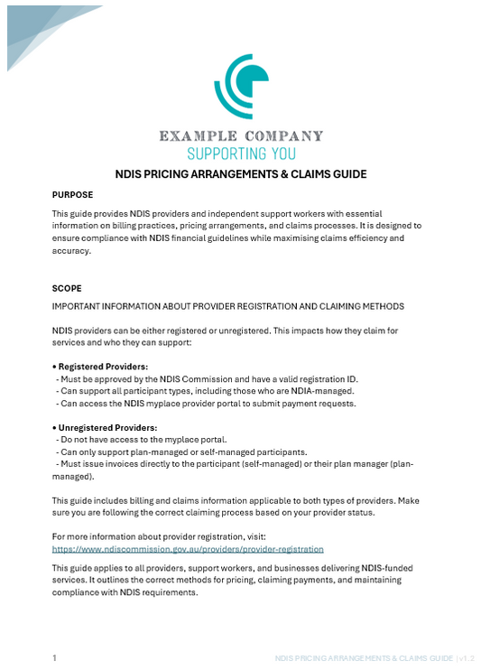 NDIS Pricing Arrangements & Claims Guide