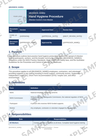 Hand Hygiene Procedure sample page preview