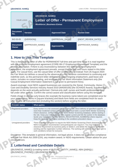 Letter of Offer - Permanent Employment sample page preview