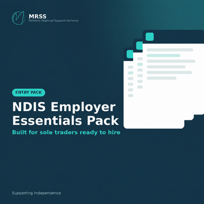 NDIS Employer Essentials Pack cover, HR and hiring templates for sole traders