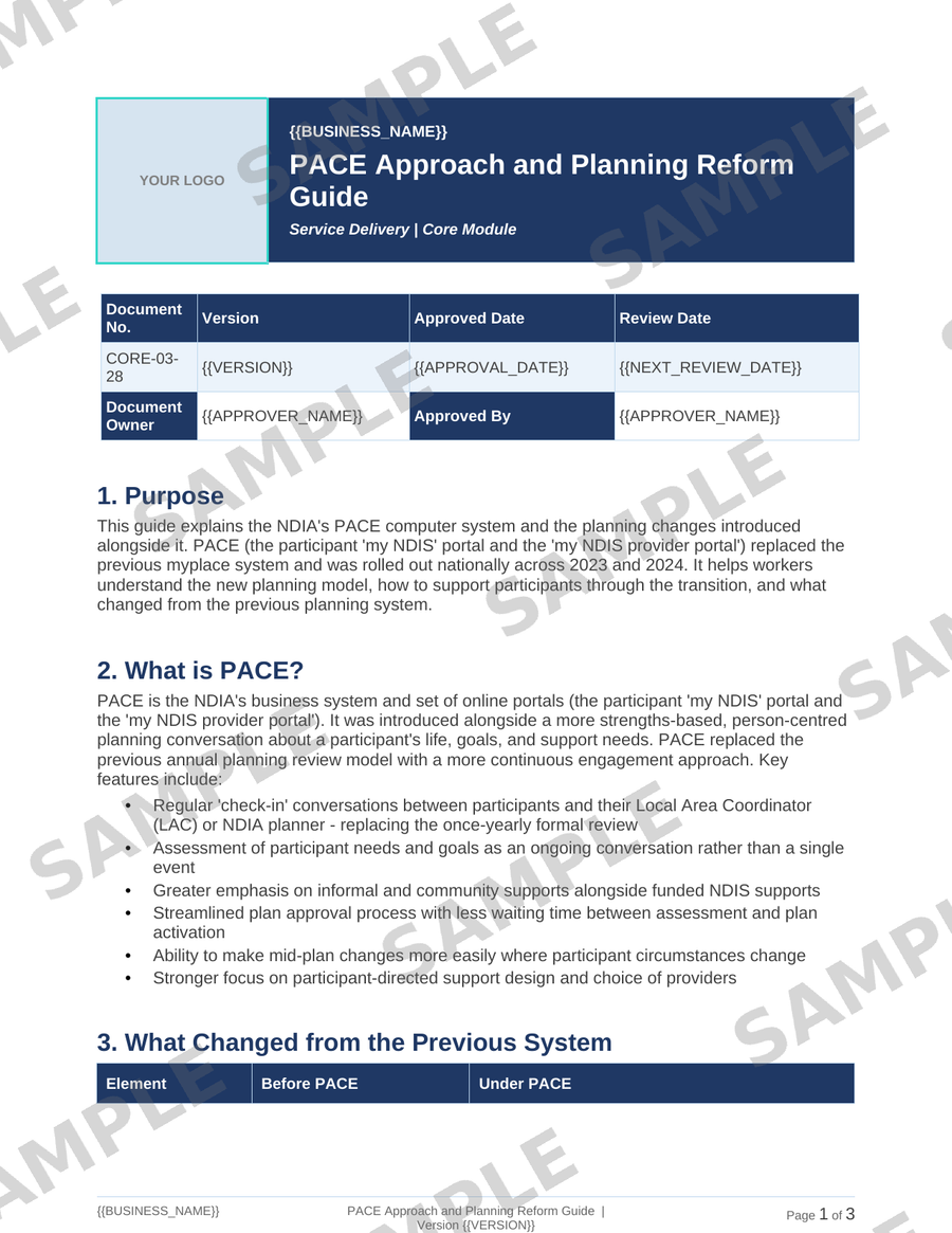 PACE Approach and Planning Reform Guide sample page preview